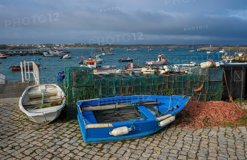 Sagres, Algarve, Portugal - Colourful fishing boats in the fishing port of Sagres