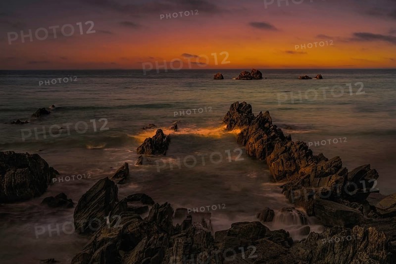 Sunset at Aguilar Beach, Costa Verde Asturias, Spain, Europe