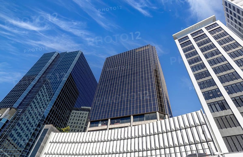 Panoramic skyline of Wellington downtown financial center, New Zealand.