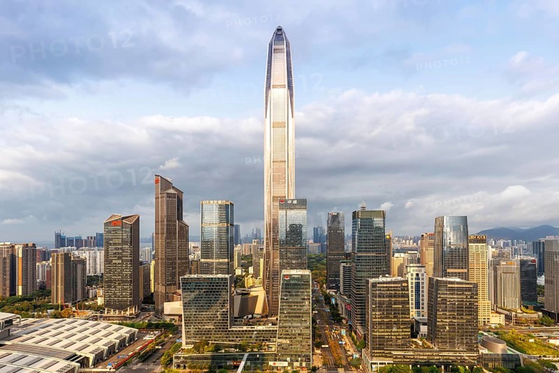 Skyline with skyscrapers city centre Futian district in Shenzhen, China, Asia