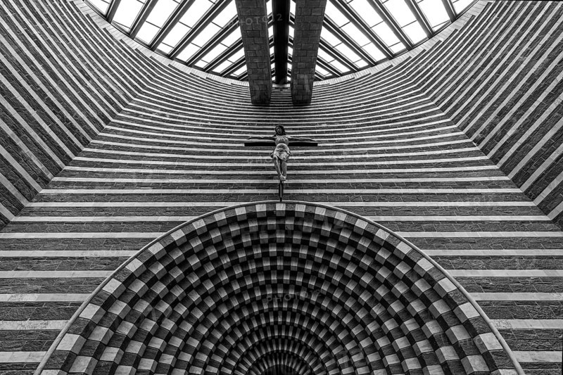 Chiesa di San Giovanni Battista, interior view, architect Mario Botta, Mogno, near Fusio, Lavizzara, Canton Ticino, Switzerland, Europe