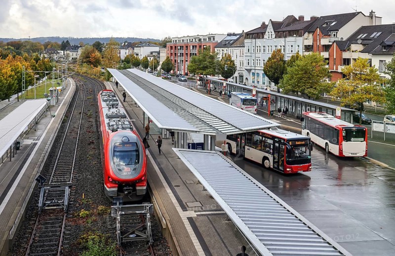 Iserlohn, North Rhine-Westphalia, Germany - Iserlohn railway station. Iserlohn railway station is located in the centre of Iserlohn. It lies at the end of two single-track railway lines, the Ardeybahn from Schwerte and the line from Iserlohn-Letmathe. Since its new construction in 2008, it has been referred to as a city railway station
