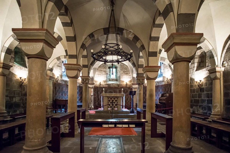 Interior view, crypt, Romanesque monastery church, Maria Laach Benedictine Abbey, Eifel, Rhineland-Palatinate, Germany, Europe