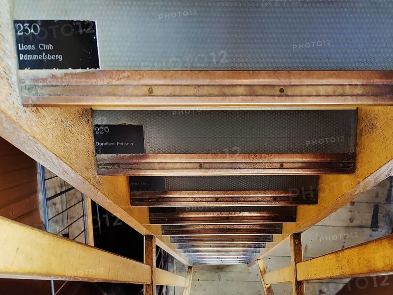 Staircase to climb the church tower with nameplates on each step as fundraising, Evangelical Lutheran Market Church, Goslar, Lower Saxony, Germany, Europe