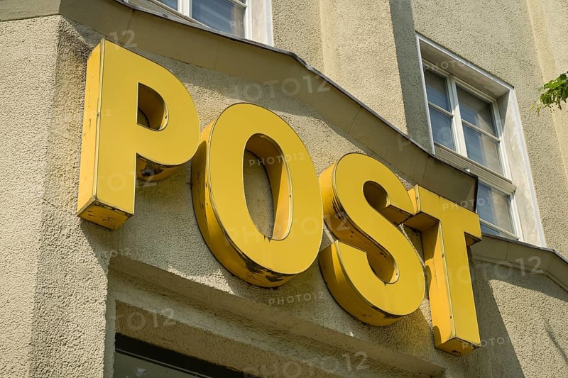 Old logo, post office, Residenzstraße, Reinickendorf, Berlin, Germany, Europe