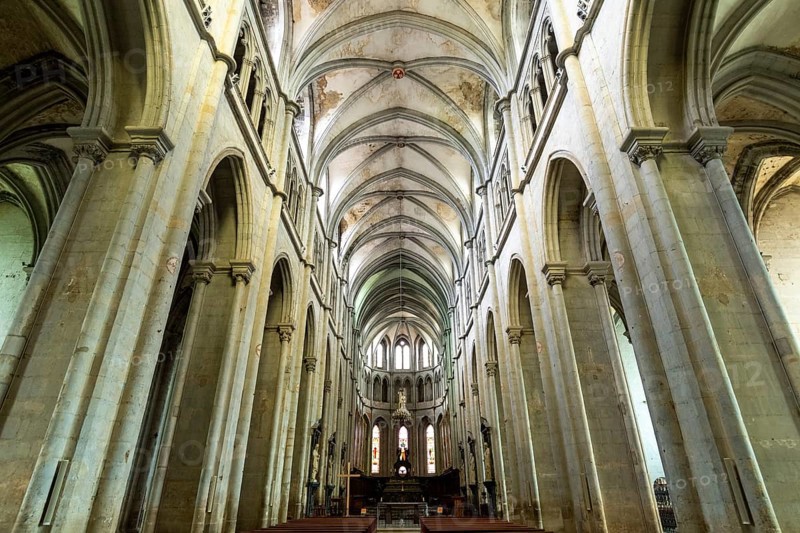 Saint-Antoine l'Abbaye labeled Les Plus Beaux Villages de France. Interior of the Abbey Church built from the 12th to the 15th century. Isere. Auvergne-Rhone-Alpes. France