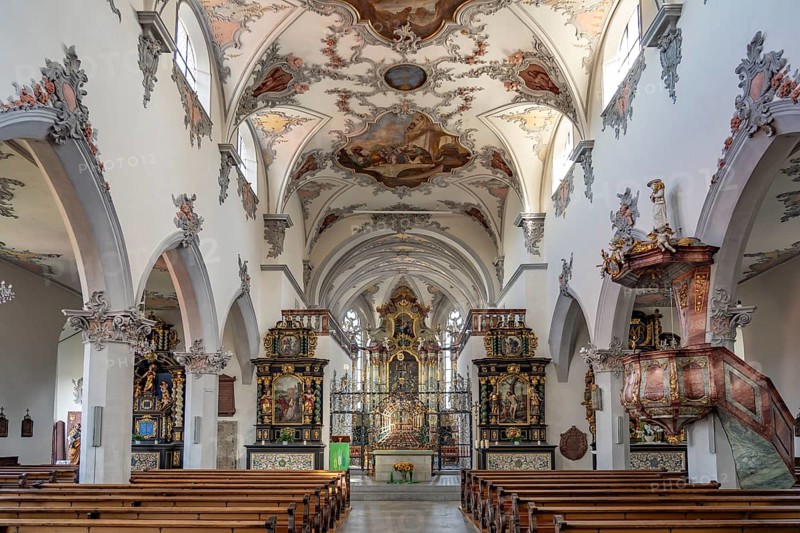Interior of the Laufenburg town church, Aargau, Switzerland, Europe