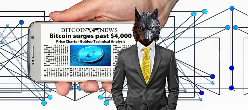 Symbolic image, wolf in a suit, digital currency, Bitcoin, resources, energy, industry, economy critical, exploitation, stress, trade union, pay, wage increase, insolvency, wrong decisions, unemployment, profit, profit slump, share prices, Germany as a business location, global economy, globalisation, environmental protection