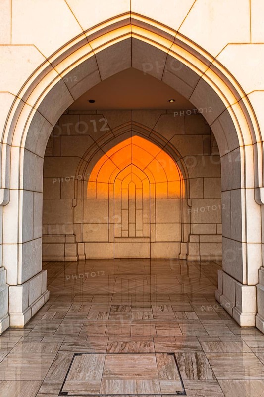 Sunlit round arch of the Royal Opera House, Muscat, Arabian Peninsula, Sultanate of Oman