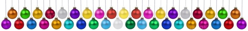 Christmas baubles with Christmas decorations banner colours collection many baubles decoration hanging freestanding isolated freestanding in Stuttgart, Germany, Europe