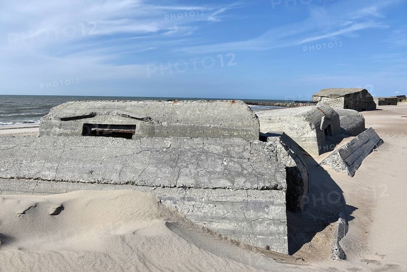 Bunker, Botonbunker of the Atlantic Wall in Denmark on the beach of Jutland