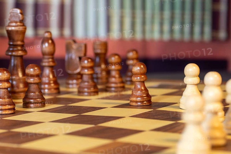 Close-up of a chess set