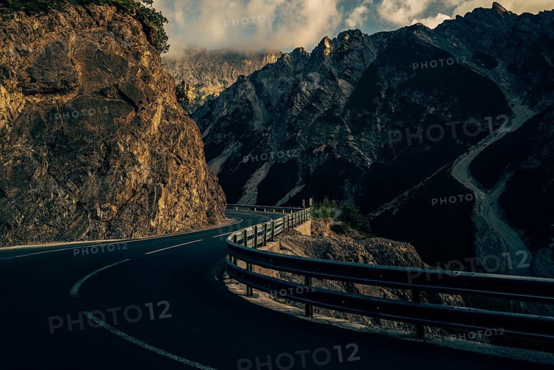 Hahntennjoch pass road in Tyrol in Lechtal, Austria, Europe
