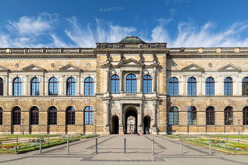 Semperbau of the Zwinger from Theatre Square, Dresden, Saxony, Germany, Europe