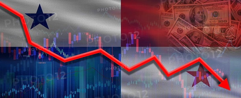 Panama financial crisis on economic graph. Financial fall of Panama on economy market