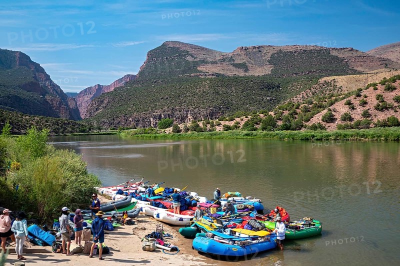 Dinosaur, Colorado, River rafters prepare to begin their trip through the Gates of Lodore on the Green River in Dinosaur National Monument