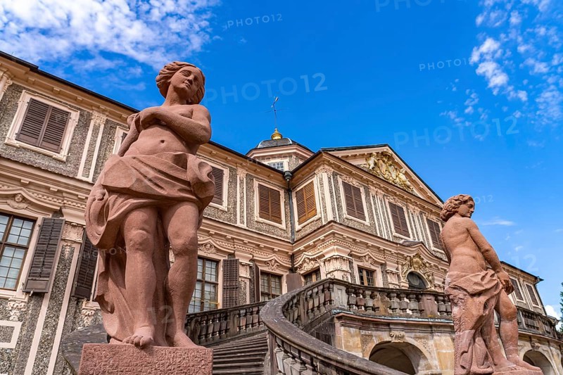 Dam in front of Favorite Palace in Rastatt, Baden-Württemberg, Germany, Europe