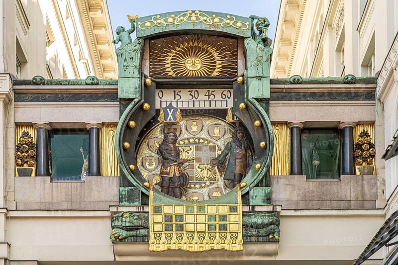 Art Nouveau music box anchor clock, Vienna, Austria, Europe