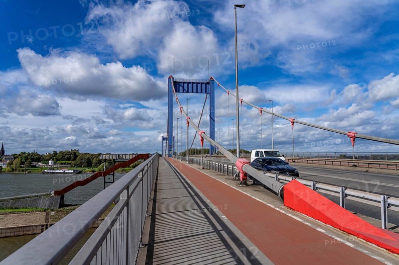 The Friedrich Ebert Bridge over the Rhine between Ruhrort and Homberg, Duisburg, North Rhine-Westphalia, Germany, Europe