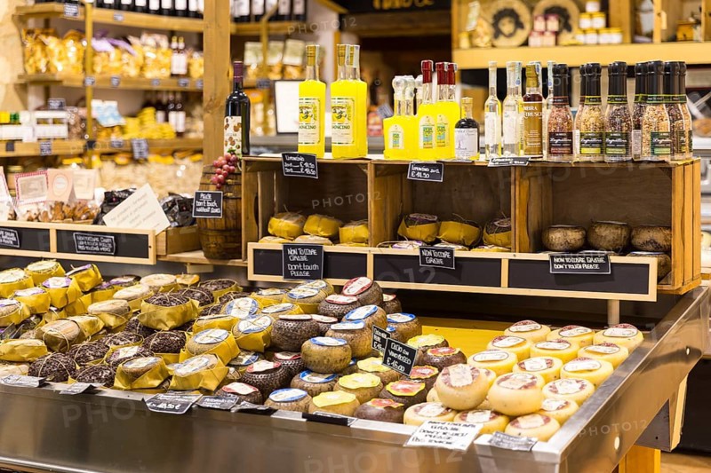 Grocery shop with a wide range of products in the historic centre of Volterra, province of Pisa, Tuscany, Italy, Europe