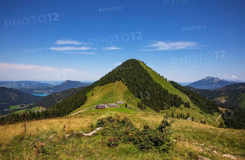 Oberwiesalm with Faistenauer Schafberg, Osterhorn group, Salzkammergut, Salzburg province, Austria, Europe