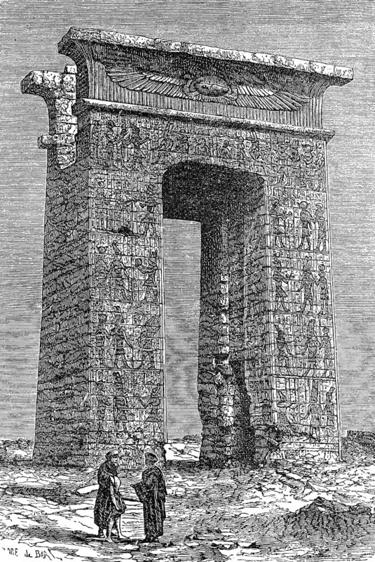 Remains of a temple in Karnak, Egypt, in 1860, Historical, digital reproduction of an original from the 19th century, Africa