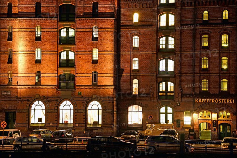Europe, Germany, Hamburg, historic warehouse district, view from the customs canal to the former brick warehouses, coffee roasting plant, Hamburg, Hamburg, Federal Republic of Germany, Europe