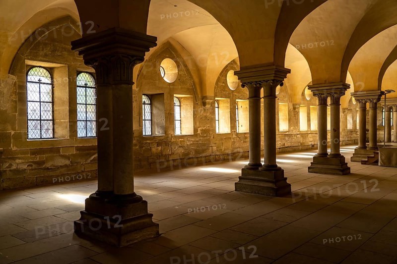 Lay refectory interior, Maulbronn Monastery, Maulbronn, Baden-Württemberg, Germany, Europe