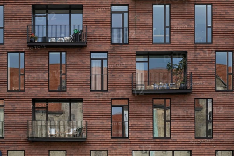 Contemporary architecture, Krøyers Square residential complex, inspired by historic warehouses, Nordic Ecolabel certified, Christianshavn district, Copenhagen, Denmark, Europe