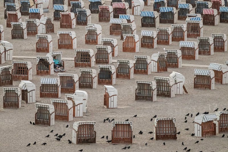 Beach with beach chairs, Baltic Sea spa Travemünde, Bay of Lübeck, Lübeck, Schleswig-Holstein, Germany, Europe