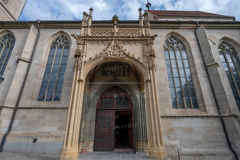 Entrance portal of the Heilig-Kreuz-Münster, 15th century, Rottweil, Baden-Württemberg, Germany, Europe