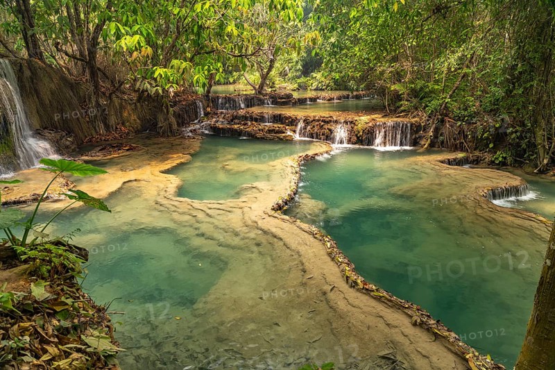 The multi-levelled Kuang Si waterfall near Luang Prabang, Laos, Asia