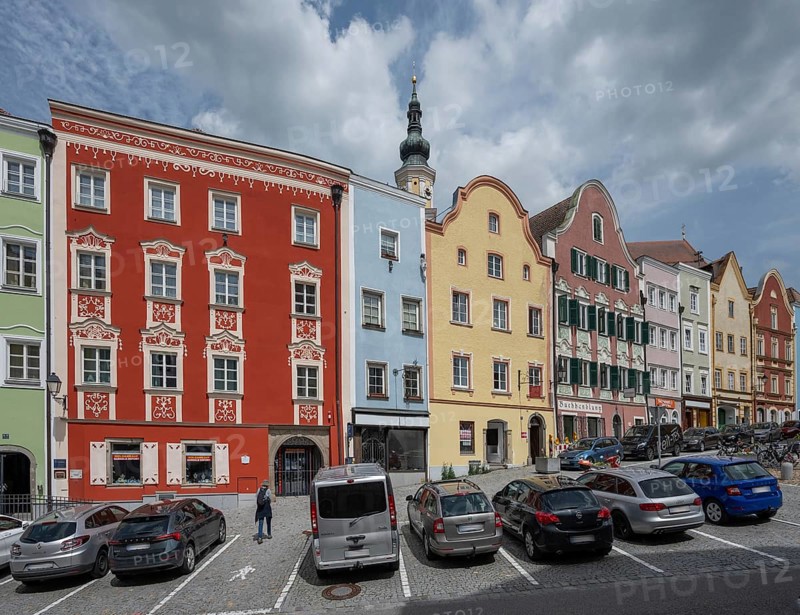 Late Baroque row of houses, Lower Town Square, Schärding, Lower Austria, Austria, Europe