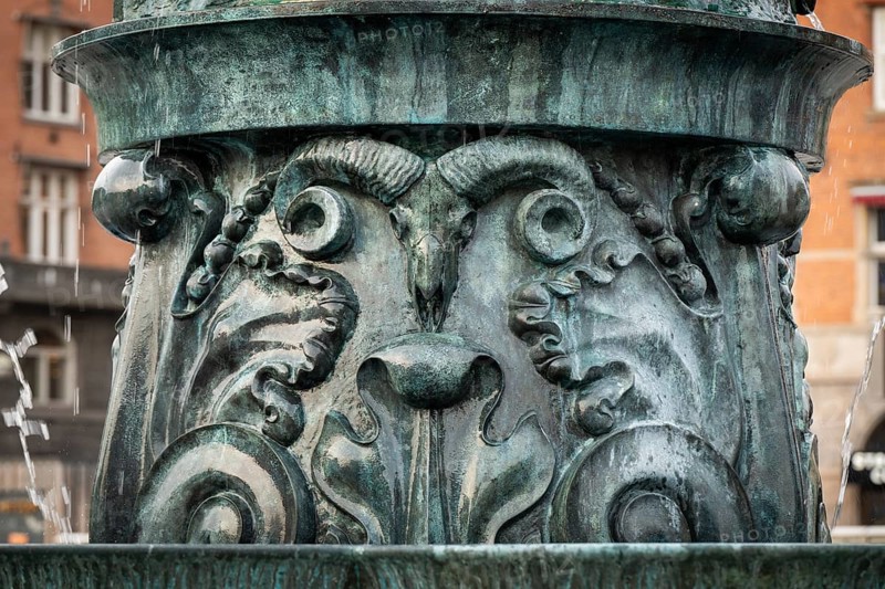 Bronze fountain, City Hall Square or Rådhuspladsen, Copenhagen, Denmark, Europe