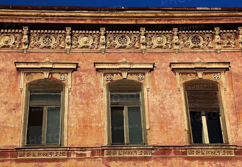 Banat, city of Arad, city centre, decoration on the houses in the old town, Romania, Europe