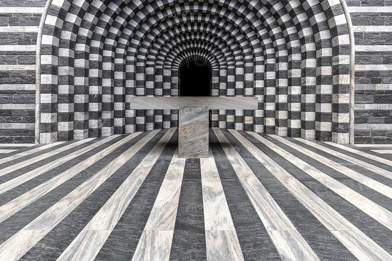 Chiesa di San Giovanni Battista, interior view, architect Mario Botta, Mogno, near Fusio, Lavizzara, Canton Ticino, Switzerland, Europe