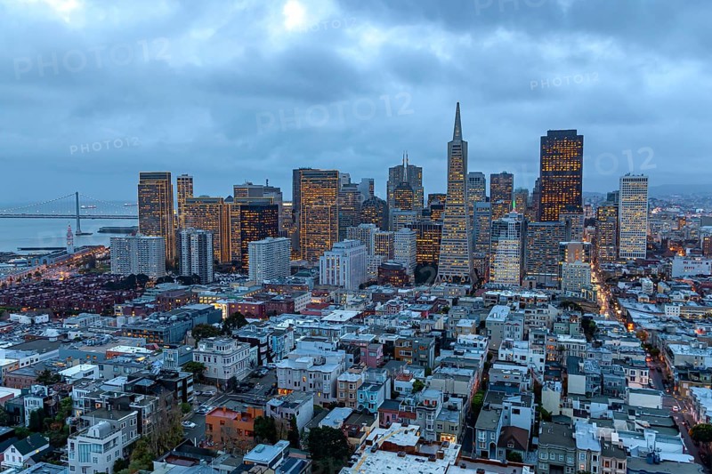 The San Francisco skyline at dusk, California, United States of America, USA, North America