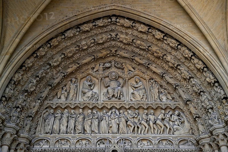 Entrance portal of the Gothic Saint-Étienne Cathedral, St Stephen's Cathedral, Metz, Grand Est region, France, Europe