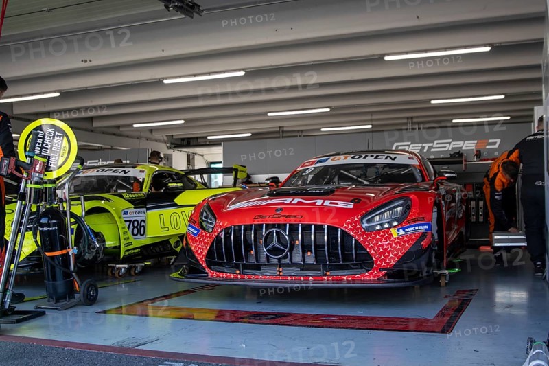 10 May 2024, Hockenheimring Germany : Free practice of the International GT Open. Picture: Mercedes in the pit lane (Getspeed Performance racing team)