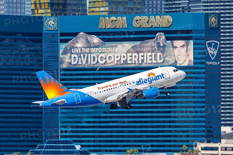 An Airbus A319 aircraft of Allegiant Air with the registration number N310NV at Las Vegas Airport, USA, North America
