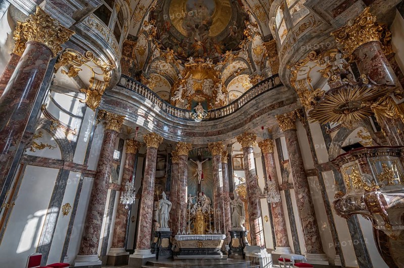 Interior of the Court Chapel of the Würzburg Residence, consecrated in 1743, Würzburg, Lower Franconia, Bavaria, Germany, Europe