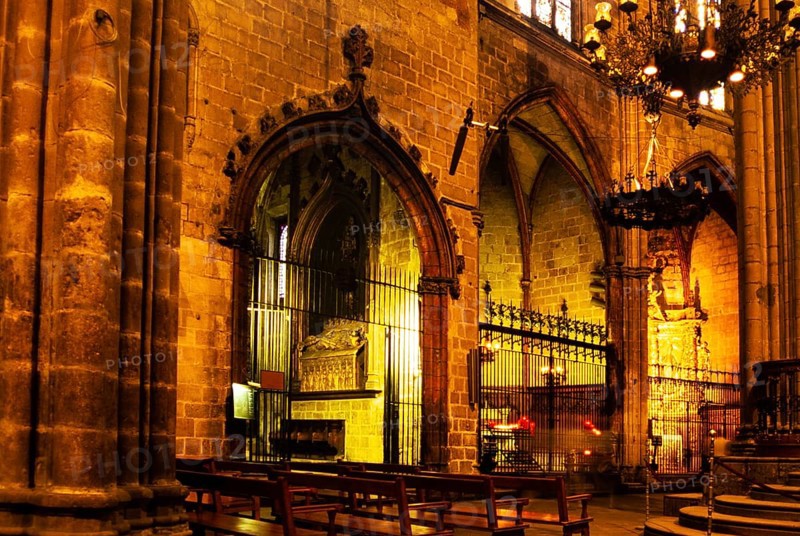 Interior of the Cathedral of the Holy Cross and St Eulalia, Cathedral in the city of Barcelona, Catalonia, Spain, Europe