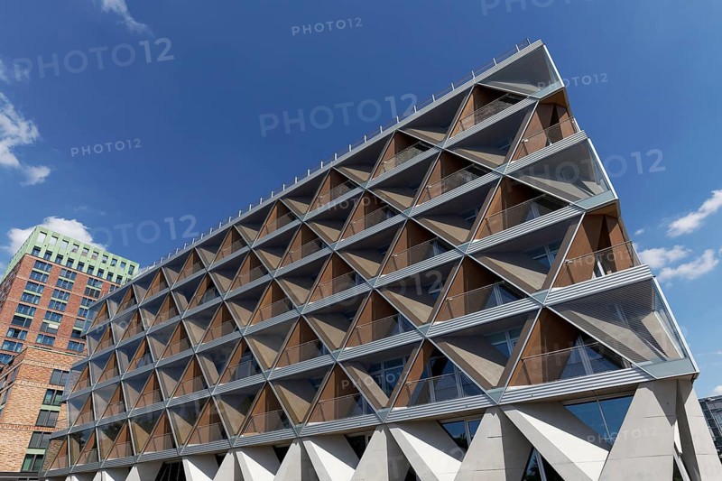 Office building The Cradle by HPP Architekten, innovative timber hybrid construction, sustainable building, Düsseldorf Media Harbour, Düsseldorf, Germany, Europe