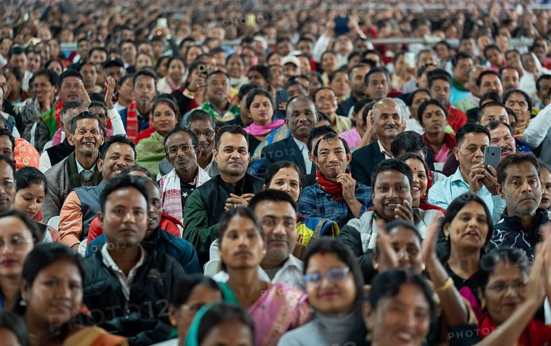 Large group of people arrives to the Lachit Barphukan Police Academy inauguration function on March 15, 2025 in Dergaon, India. The Lachit Barphukan Police Academy, inaugurated by Union Home Minister Amit Shah