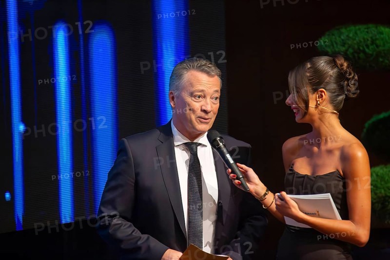 Rose garden Mannheim: Award Night 2024 / Rhine-Neckar Sport Award. Picture: Harold Kreis (coach of the German national ice hockey team) and Lea Wagner (presenter, ARD)