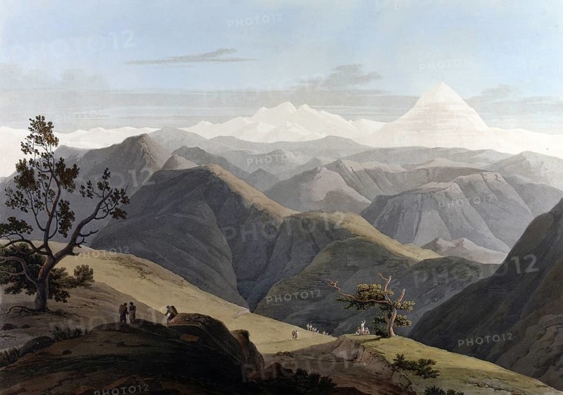 View between Natan and Taka Ca Munda, Sirinagur Mountains, Srinagar, India, ca 1880, digitally enhanced reproduction of a 19th century original, Asia