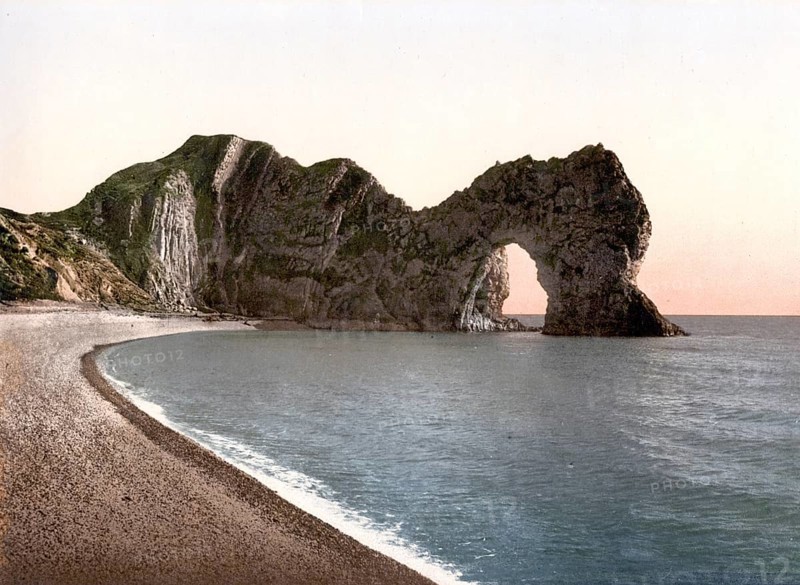 Durdle Door, Lulworth, England / England, Historic, digitally restored reproduction from a 19th century original, 1880, Record date not stated