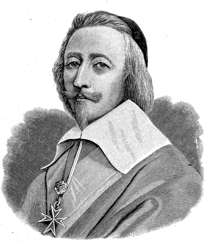 Armand-Jean du Plessis, 1er Duc de Richelieu, 9 September 1585, 4 December 1642, Cardinal Richelieu for short, was a French aristocrat, prince of the church and statesman, Historical, digital reproduction of an original from the 19th century