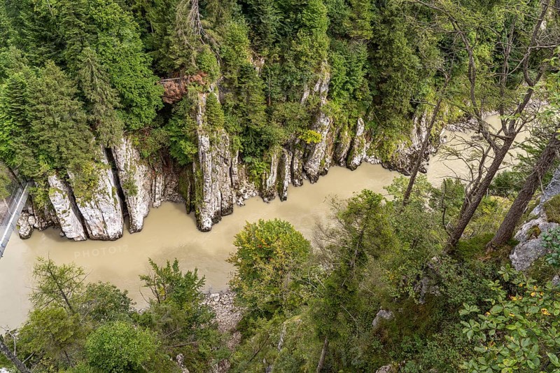 View from the Eibenschlucht viewing platform into the Entenlochklamm gorge, Kössen, Tyrol, Austria, Europe