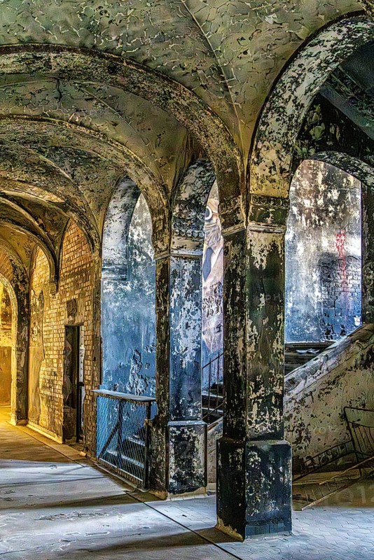 Interior view, former Alpine house on the historic site of the tuberculosis sanatorium in Beelitz, Brandenburg, Germany, Europe